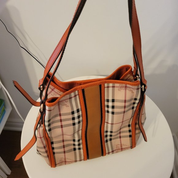 Burberry Haymarket Check Canterbury Tote Orange Bag - Picture 4 of 6